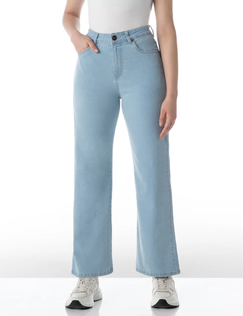 inkd Seaside Slate Women's Wide Leg Jeans - High-Rise | Stretchable | Enzyme Wash | Classic 5 Pocket Styling | Jeans for Women for Women | Best Price UAE